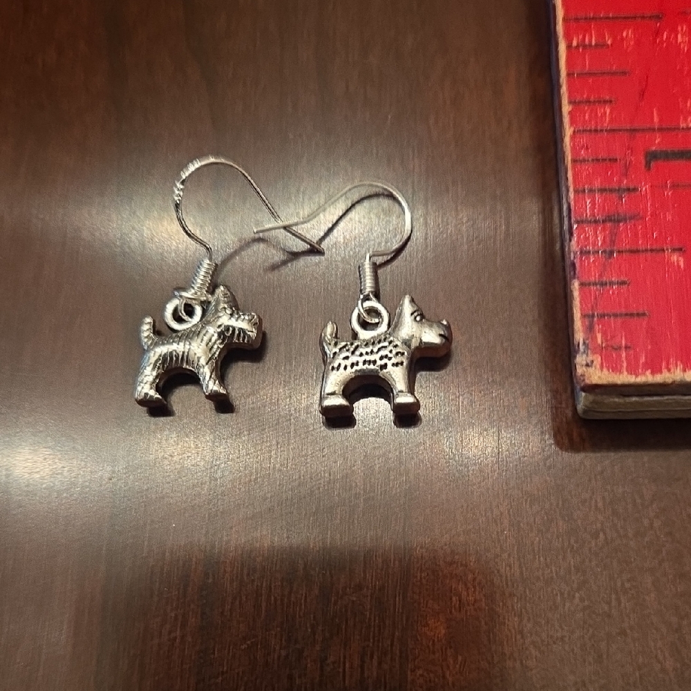 Silver Dog-Shaped Earrings